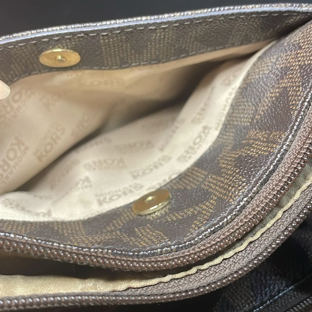 Michael Kors Brown and Gold Crossbody Bag with Signature Style